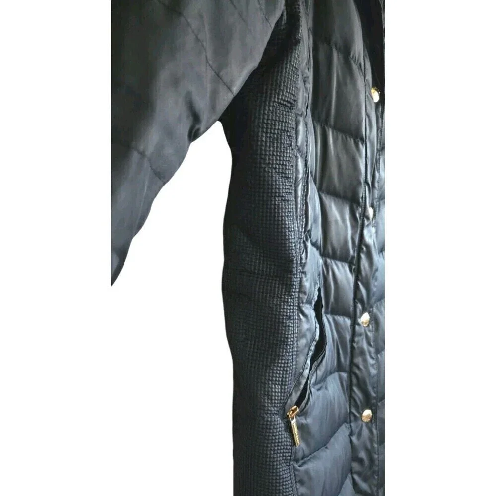 MICHAEL KORS Down Puffer Jacket Coat Women's Medium Blue Gold Zip